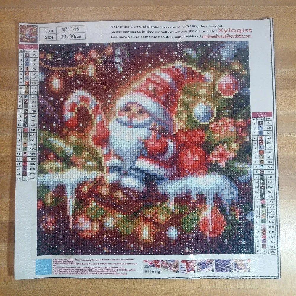 Finished 5D Diamond Art Painting Wall Art, Mini Santa In TreeSealed W/Clear Glue